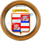 Plaque métal décorative cadre bois Ø 30 cm blason Folschviller, canton Saint-Avold 57