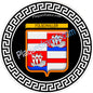 Plaque métal décorative fond rond noir Ø 30 cm blason Folschviller, canton Saint-Avold 57