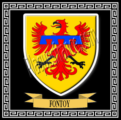 Plaque métal décorative fond noir careée 30 x 30 cm blason Fontoy, canton Algrange Moselle 57