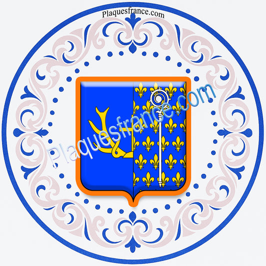 Plaque métal décorative façon assiette aile lys Ø 30 cm blason Gandrange, canton Hayange 57