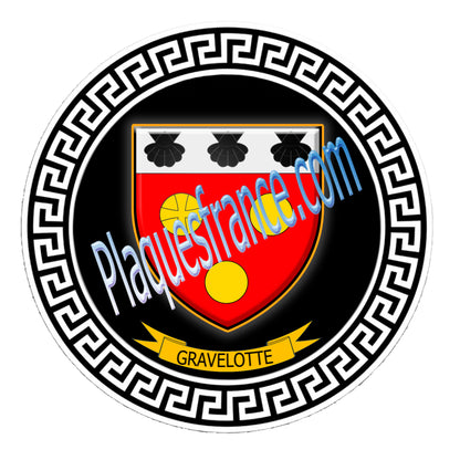 Plaque métal décorative fond noir ronde Ø 30 cm blason Gravelotte, canton Les Côteaux Mosellans Moselle 57