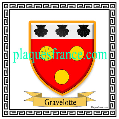 Plaque métal décorative fond blanc carrée 30 x 30 cm blason Gravelotte, canton Les Côteaux Mosellans Moselle 57