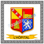 Plaque métal décorative fond blanc carrée 30 x 30 cm blason L'Hôpital, canton de Saint-Avold, Moselle 57