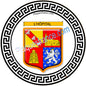 Plaque métal décorative fond blanc ronde Ø 30 cm blason L'Hôpital, canton de Saint-Avold, Moselle 57