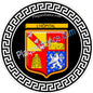 Plaque métal décorative fond noir ronde Ø 30 cm blason L'Hôpital, canton de Saint-Avold, Moselle 57