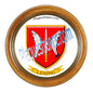 Plaque métal décorative format rond Ø 30 cm cadre bois Léning, canton du Saulnois, Moselle 57