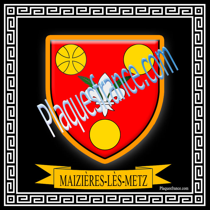 Plaque métal décorative fond noir carrée 30 x 30 cm blason Maizières-lès-Metz, canton Le Sillon Mosellan, Moselle 57 (Copie)