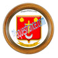 Plaque métal décorative format rond Ø 30 cm cadre bois Maizières-lès-Vic, canton du Saulnois, Moselle 57