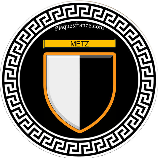 Plaque métal décorative fond noir Ø 30cm  blason Metz, Moselle 57