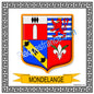 Plaque métal décorative fond blanc carrée30 x 30 cm blason Mondelange, canton de Fameck, Moselle 57