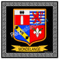 Plaque métal décorative fond noir carrée30 x 30 cm blason Mondelange, canton de Fameck, Moselle 57