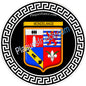 Plaque métal décorative fond noir ronde Ø 30 cm blason Mondelange, canton de Fameck, Moselle 57