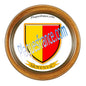 Plaque métal décorative format rond Ø 30 cm cadre bois Moyenvic, canton du Saulnois, Moselle 57