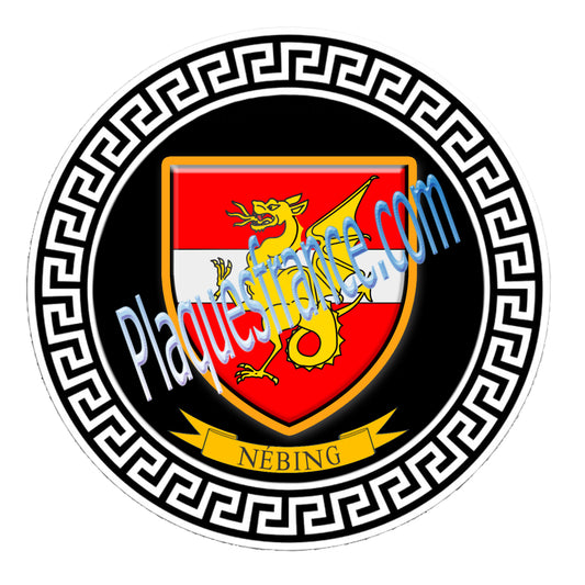Plaque métal décorative fond noir ronde Ø 30 cm Nébing, canton du Saulnois Moselle 57