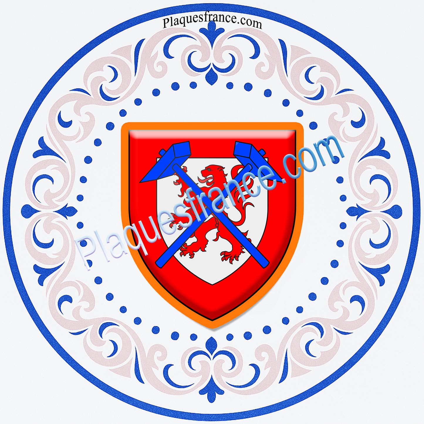 Plaque métal décorative façon assiette aile lys Ø 30 cm blason Nilvange, canton Nilvange 57