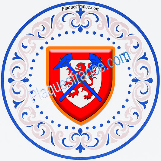 Plaque métal décorative façon assiette aile lys Ø 30 cm blason Nilvange, canton Nilvange 57