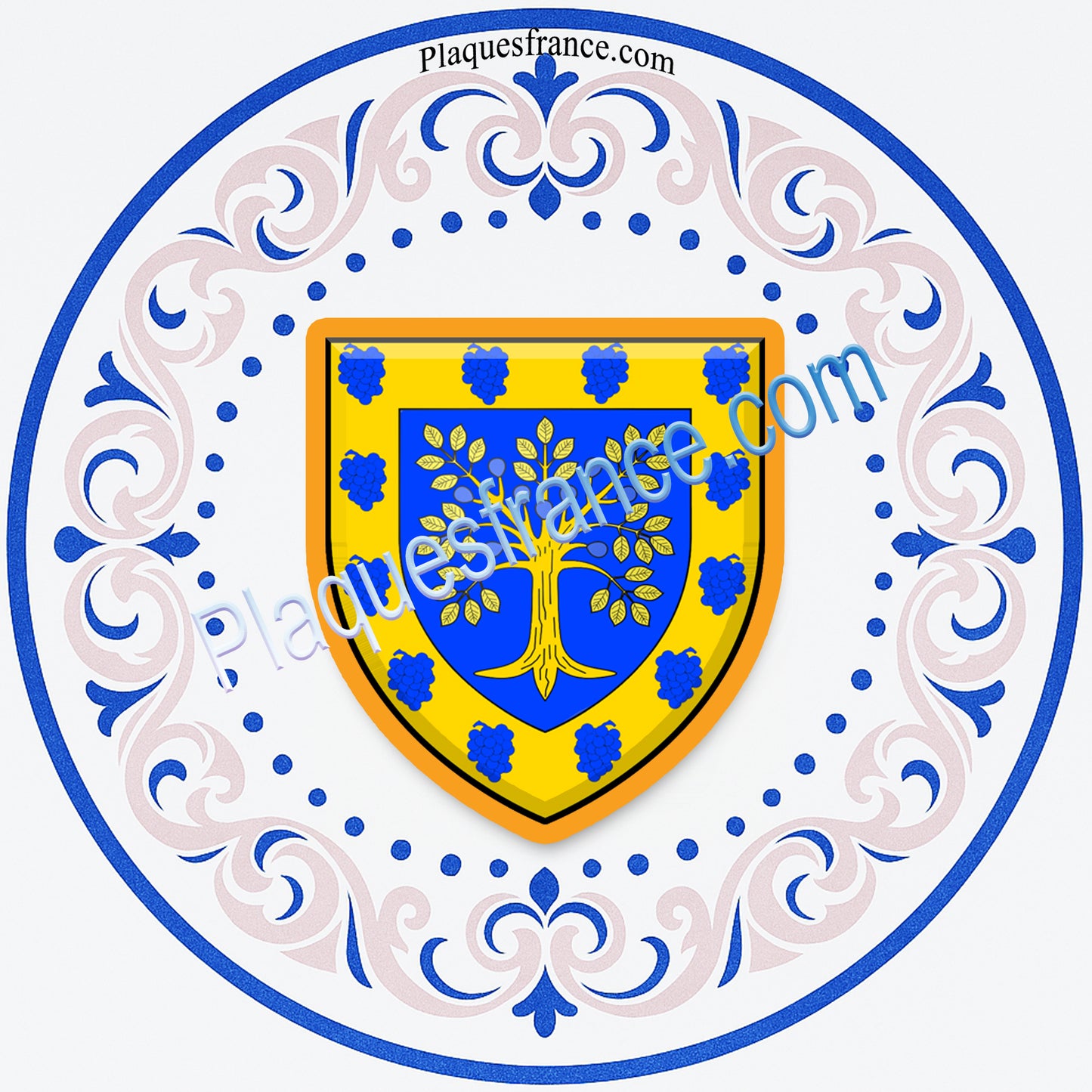 Plaque métal décorative façon assiette aile lys  Ø 30cm  blason Norroy le Veneur, canton Rombas 57