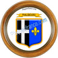 Plaque métal décorative cadre bois ronde Ø 30 cm blason Phalsbourg, canton Phalsbourg 57
