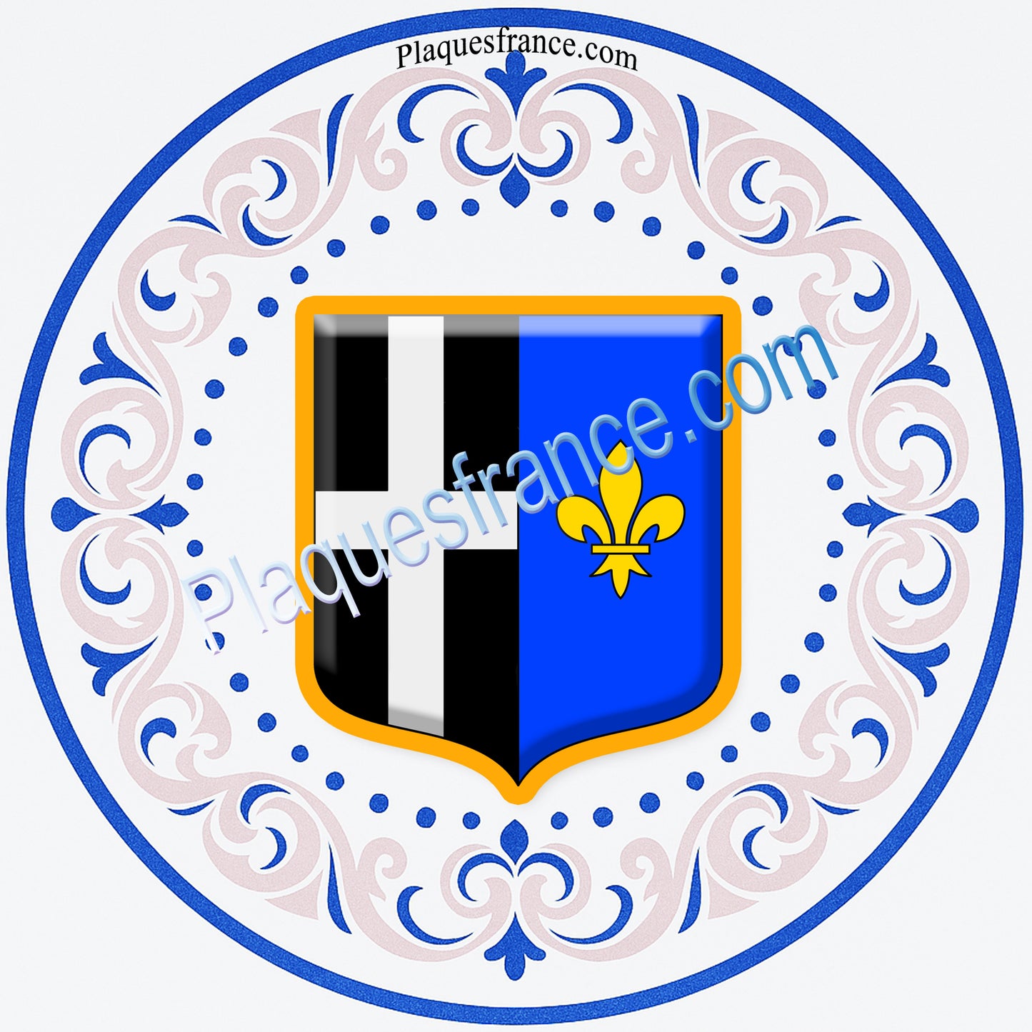 Plaque métal décorative façon assiette aile lys ronde Ø 30 cm blason Phalsbourg, canton Phalsbourg 57