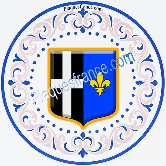 Plaque métal décorative façon assiette aile lys ronde Ø 30 cm blason Phalsbourg, canton Phalsbourg 57