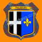 Plaque métal décorative écusson fond marianne  Ø 30cm  blason Phalsbourg, canton Phalsbourg 57