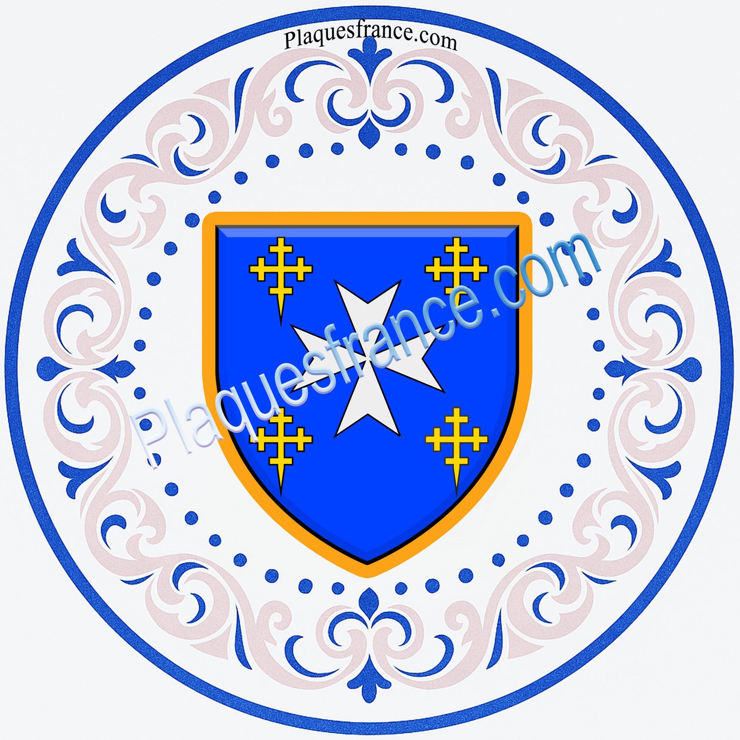 Plaque métal décorative  façon assiette aile lys  Ø 30cm  blason Pierrevillers, canton Rombas 57