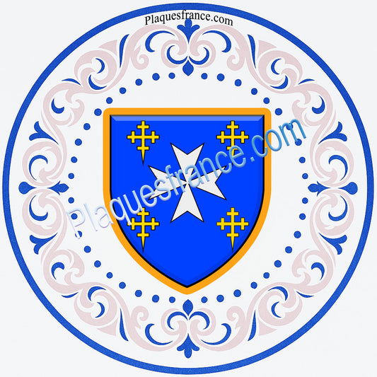 Plaque métal décorative  façon assiette aile lys  Ø 30cm  blason Pierrevillers, canton Rombas 57