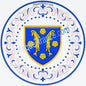 Plaque métal décorative  façon assiette aile lys  Ø 30cm  blason Plesnois, canton Les Coteaux de Moselle 57