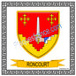 Plaque métal décorative fond blanc carré 30 x 30cm  blason Roncourt, Moselle 57