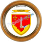 Plaque métal décorative cadre bois rond Ø 30cm  blason Roncourt, Moselle 57