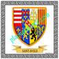 Plaque métal décorative fond blanc carrée 30 x 30 cm blason Saint-Avold, canton Saint-Avold, Moselle 57