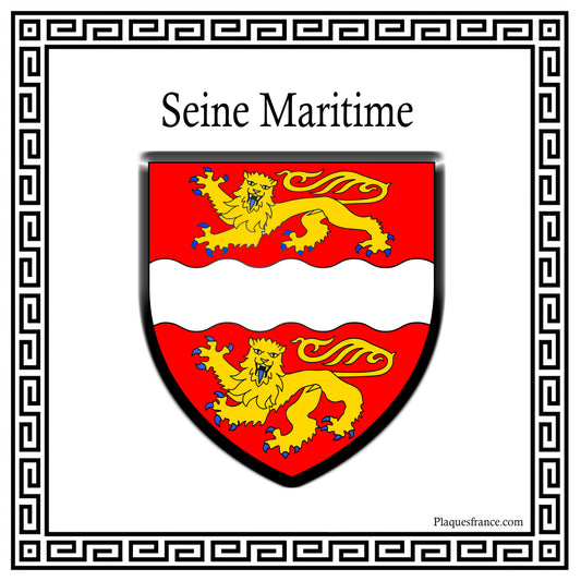 Plaque métal décorative  carrée blanche  30 cm x  30cm blason Normandie (76)