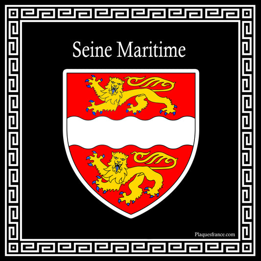 Plaque métal décorative  carrée noire  30 cm x  30cm blason Normandie (76)