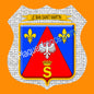 Plaque métal décorative format écusson Ø 30cm fond craquelures blason Le Ban Saint Martin 57