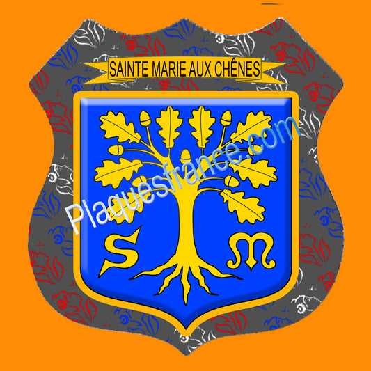 Plaque écusson blason Sainte Marie aux Chênes Fond marianne