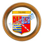 Plaque métal décorative cadre bois ronde Ø 30 cm blason Talange, canton Le Sillon Mosellan, Moselle 57