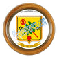 Plaque métal décorative format rond Ø 30 cm cadre bois Val de Bride, canton du Saulnois, Moselle 57