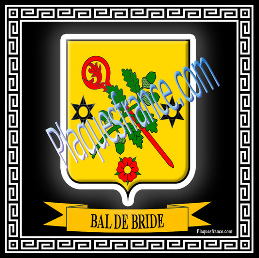 Plaque métal décorative fond noir carrée 30x30 cm blason de Val-de-Bride, canton du Saulnois Moselle 57
