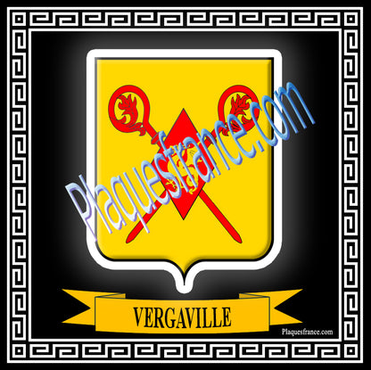 Plaque métal décorative fond noir carrée 30x30 cm blason de Vergaville, canton du Saulnois Moselle 57