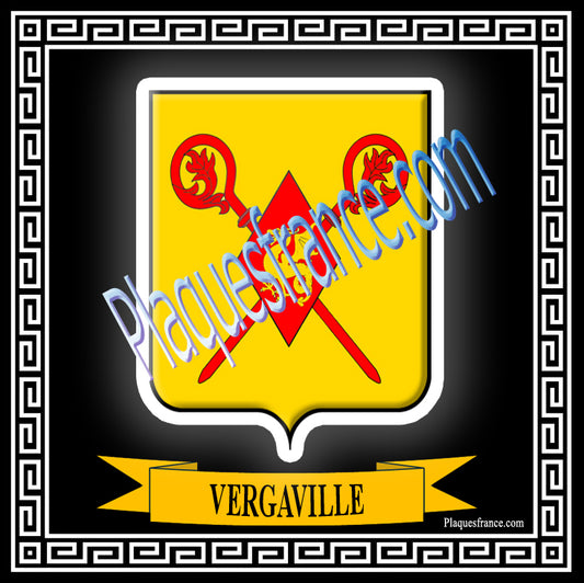 Plaque métal décorative fond noir carrée 30x30 cm blason de Vergaville, canton du Saulnois Moselle 57
