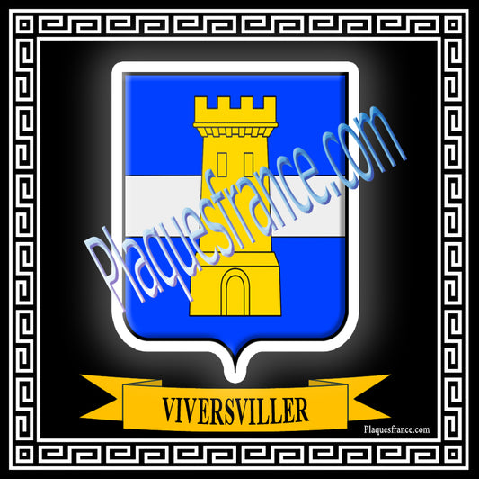 Plaque métal décorative fond noir carrée 30x30 cm blason de Vibersviller, canton du Saulnois Moselle 57