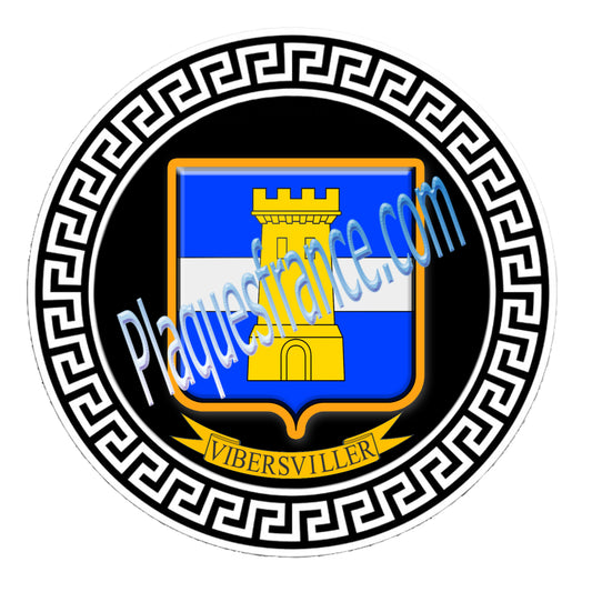Plaque métal décorative fond noir ronde Ø 30 cm Vibersviller, canton du Saulnois Moselle 57