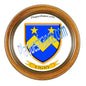 Plaque métal décorative format rond Ø 30 cm cadre bois Vigny, canton du Saulnois, Moselle 57
