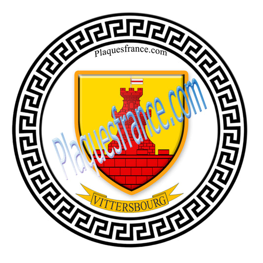 Plaque métal décorative fond blanc ronde Ø 30 cm Vittersbourg, canton du Saulnois Moselle 57