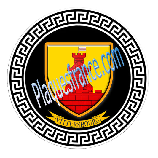 Plaque métal décorative fond noir ronde Ø 30 cm Vittersbourg, canton du Saulnois Moselle 57