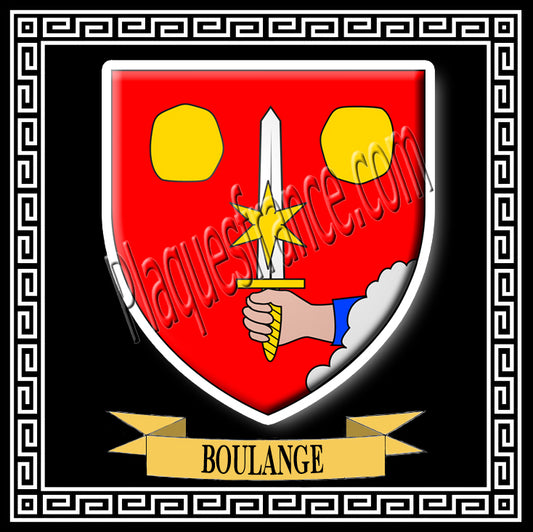 Plaque métal décorative 30 x 30 cm fond noir blason Boulange Canton de Algrange Moselle 57