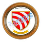 Plaque métal décorative format rond Ø 30 cm cadre bois Dieuze, canton du Saulnois, Moselle 57