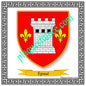 Plaque métal décorative fond blanc carrée 30x30 cm blason d'Épinal, Vosges 88