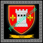 Plaque métal décorative fond noir carrée 30x30 cm blason d'Épinal, Vosges 88