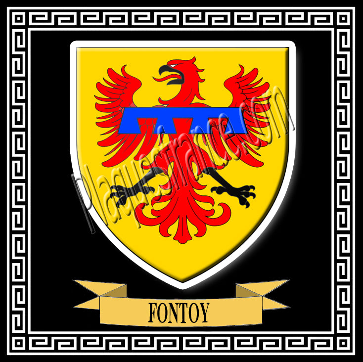 Plaque métal décorative 30 x 30 cm fond noir blason Fontoy Canton de Algrange Moselle 57